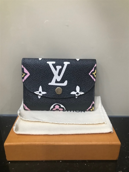 Ví Card Holder LV Đen Hoa Hồng +