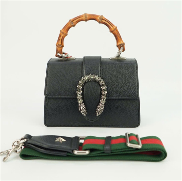 Túi GG đen đầu rồng quai trúc size 20 +