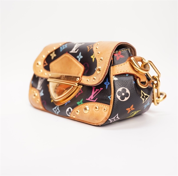 Túi LV kẹp nách đen hoa màu TB+