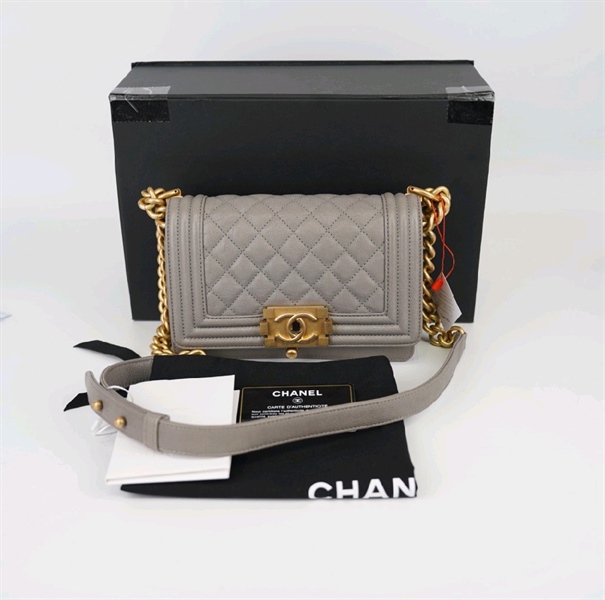Túi Chanel Boy màu xám sz 22cm KG+