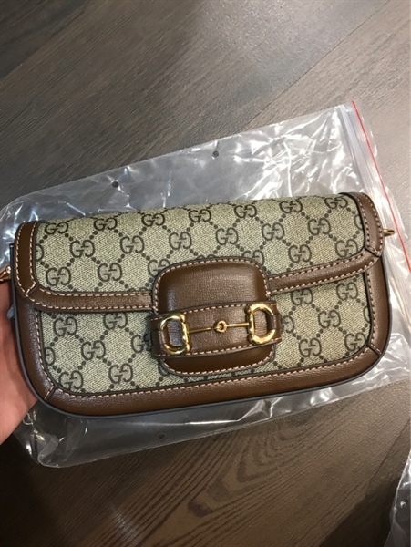 Túi GG 1955 xám viền nâu