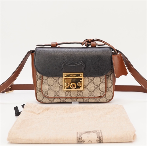 Túi GG phối đen nâu size 18cm +