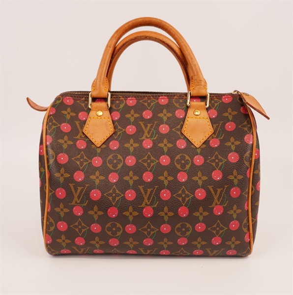 Túi LV Speedy hoa nâu chấm hồng ++