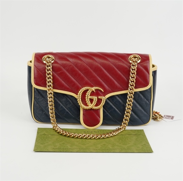 Túi GG marmom đỏ đen viền vàng sz26 KG+