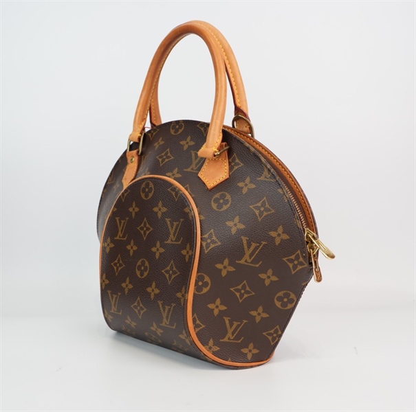 Túi LV hoa nâu dáng vòng cung +