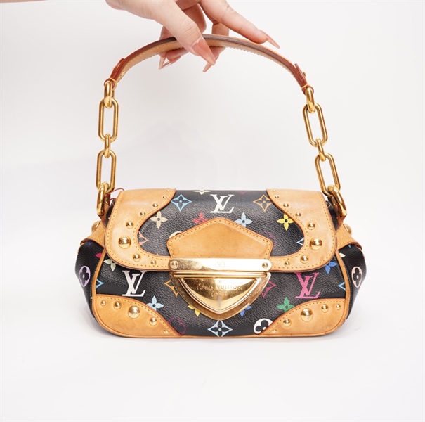 Túi LV kẹp nách đen hoa màu TB+