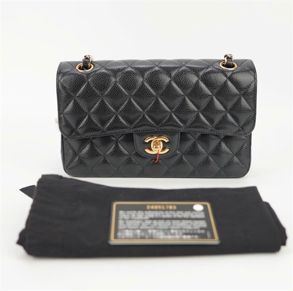 Túi Chanel Classic đen khóa vàng sz 23cm KG+