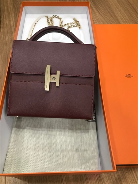 Túi hộp Hermes đỏ tím KG+
