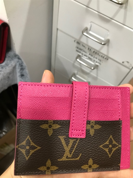 Ví Card Holder LV Hồng Phối Nâu+