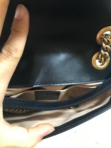 Túi GG Mamont Đen Vân Lượn sóng+