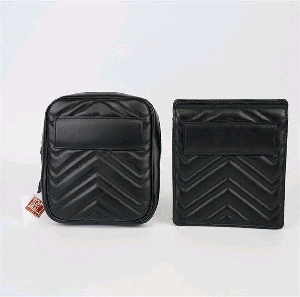 Túi GG đeo chéo + clutch màu đen KG+