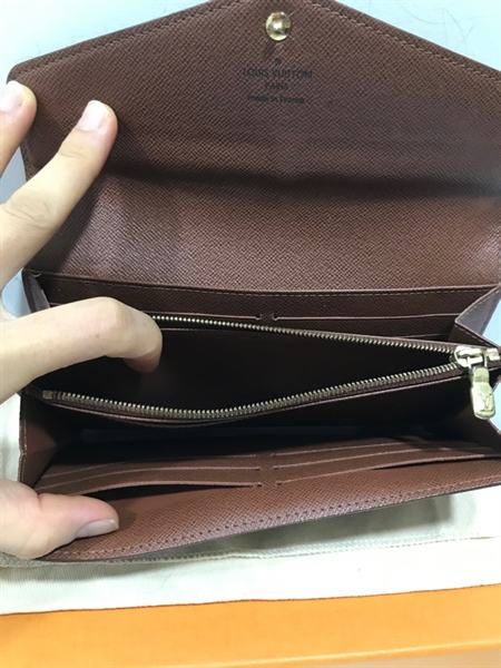 Ví Dài LV Hoa Nâu Nút Bấm+