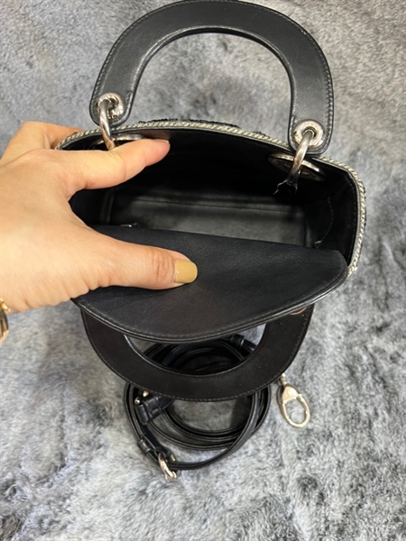 Túi Dior lady mini hoạ tiết xà cừ đen +