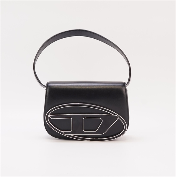 Túi Diesel đen da bóng size 20cm KG+