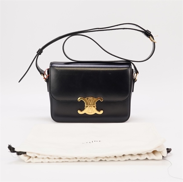 Túi Celine Triomphe da đen size 17cm KG+