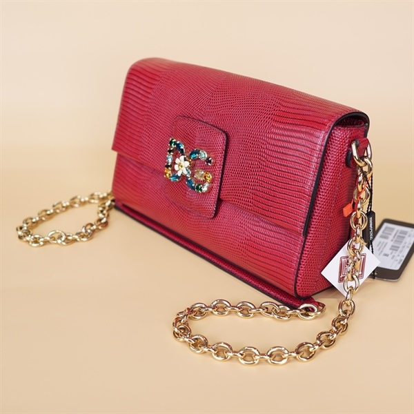 Túi xách D&G đỏ , hoa đính đá +