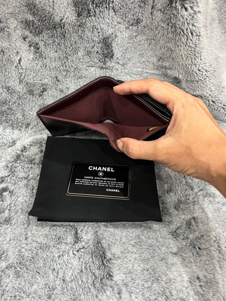 Ví chanel ngắn ô vuông nút bấm+