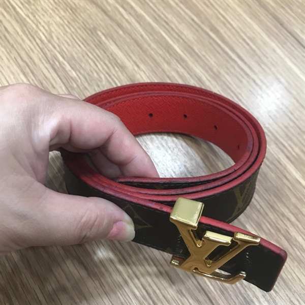 Thắt lưng LV hoa nâu mặt vàng +