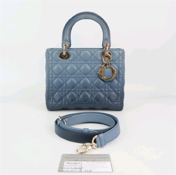 Túi Dior Lady sz M màu xanh ombre KG+