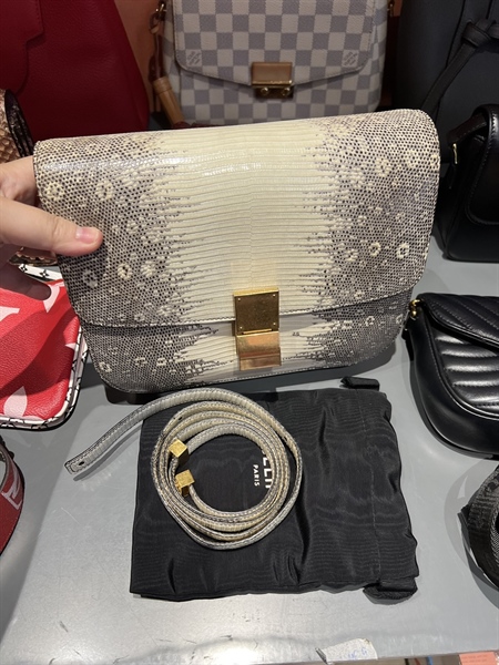 Túi Celine màu trắng hoa văn size 22 +