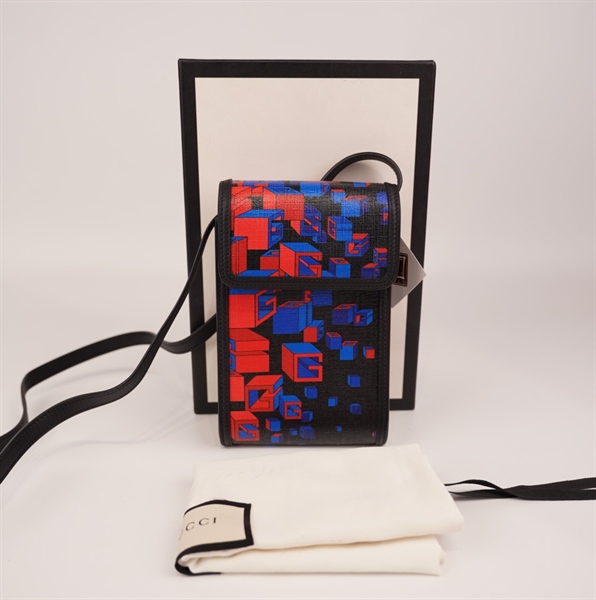 Túi GG đeo chéo họa tiết xanh đỏ KG+