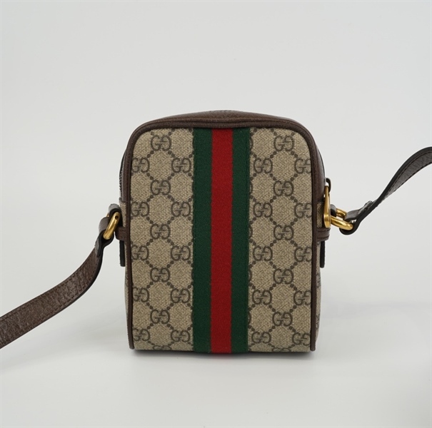 Túi GG đeo chéo nâu vải xanh đỏ giữa KG+
