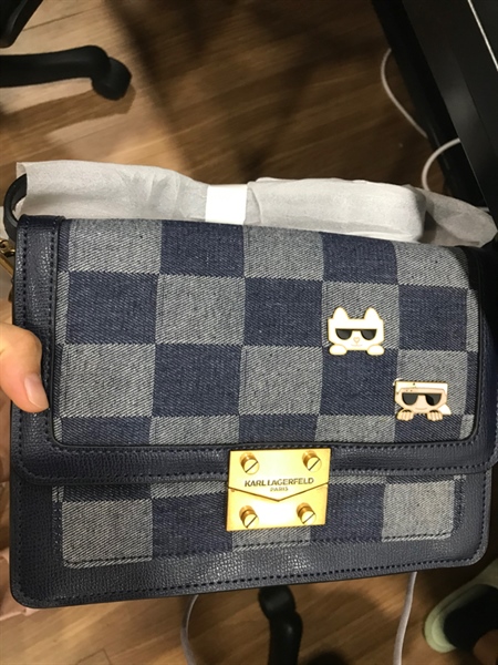 Túi Karl Lagerfeld Ô Vuông Xanh Xám KG+