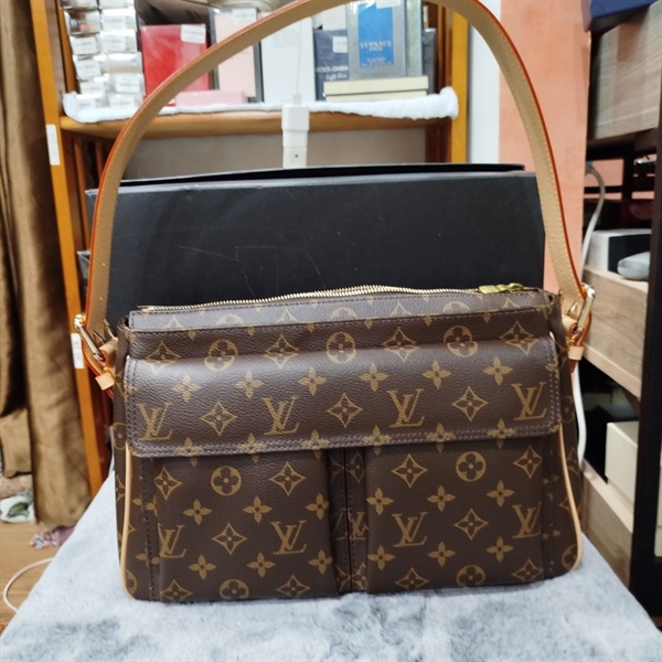 Túi xách LV 2 túi nhỏ quai trắng 32cm++