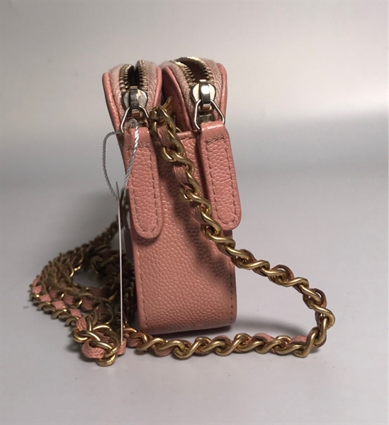 Túi chanel hồng nhạt ô hình thoi nhỏ KG+