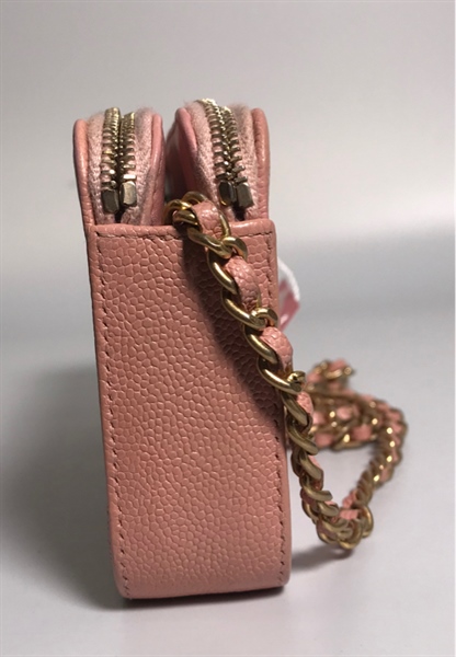 Túi chanel hồng nhạt ô hình thoi nhỏ KG+