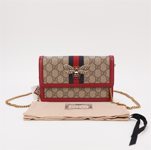 Túi GG con ong phối viền đỏ size 18cm +