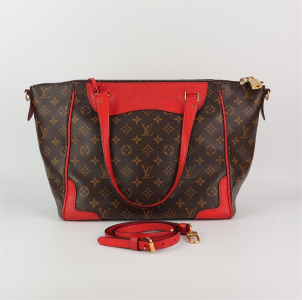 Túi LV hoa nâu viền đỏ +