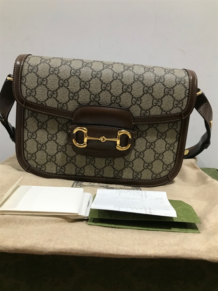 Túi GG Xám Viền Nâu+