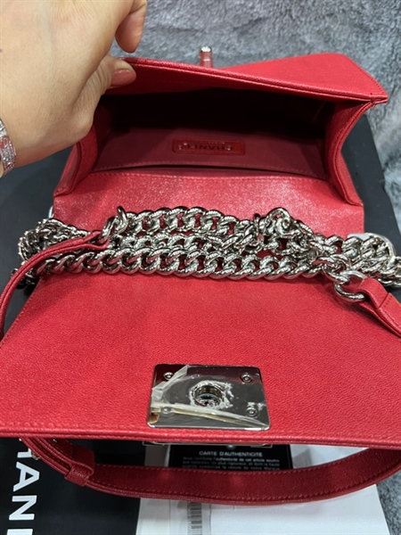 Túi Chanel Boy size small màu đỏ hồng KG+