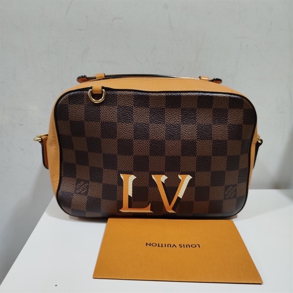 Túi LV ô vuông nâu viền vàng KG+