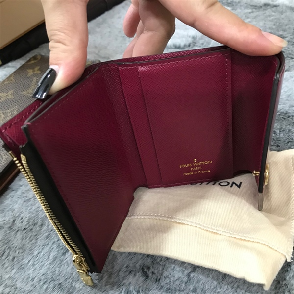 Ví LV Gập 3 Đỏ Phối Nâu 10cm+