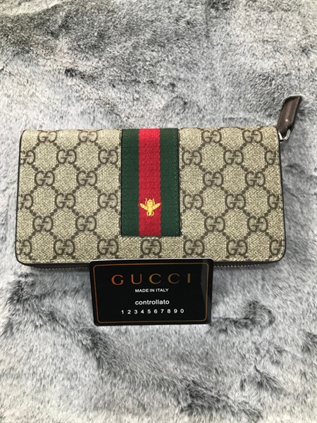 Ví GG Xám Phối Đỏ Xanh Rêu Con Ong+