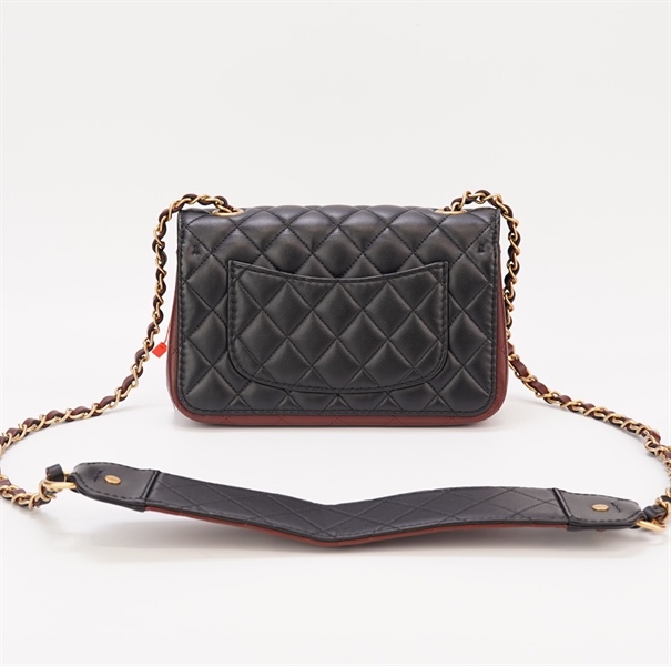 Túi Chanel đeo chéo phối đen nâu size 20cm +