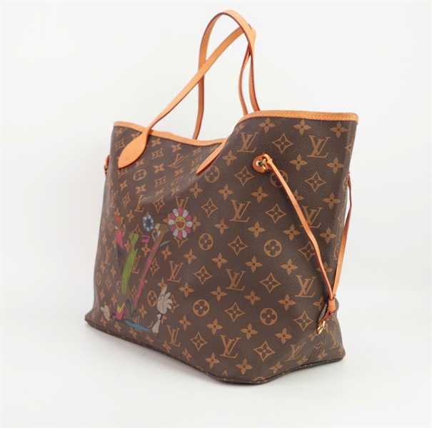 Túi LV neverfull hoa nâu in logo size 35 ++