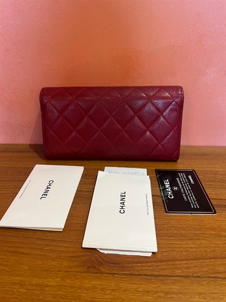 Ví Chanel màu đỏ nắp gập +