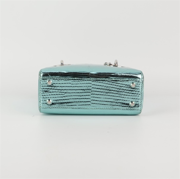 Túi Dior Lady da xanh dương sz mini KG+