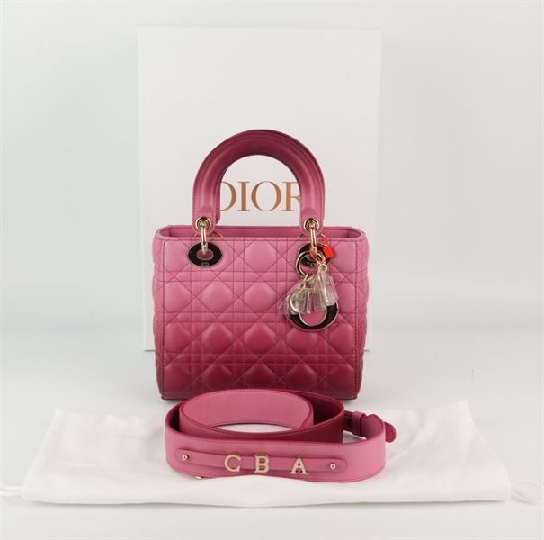 Túi Dior Lady hồng ombre sz small +