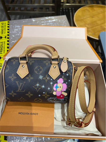 Túi LV hoa nâu speedy mini lòng hồng KG +