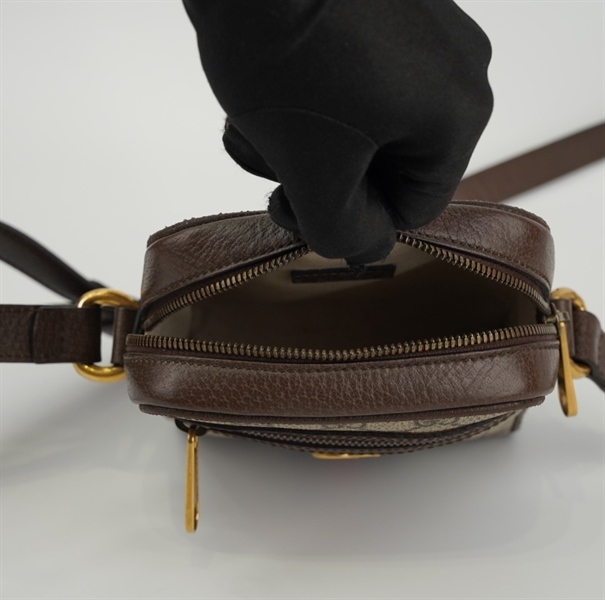 Túi GG đeo chéo nâu vải xanh đỏ giữa KG+