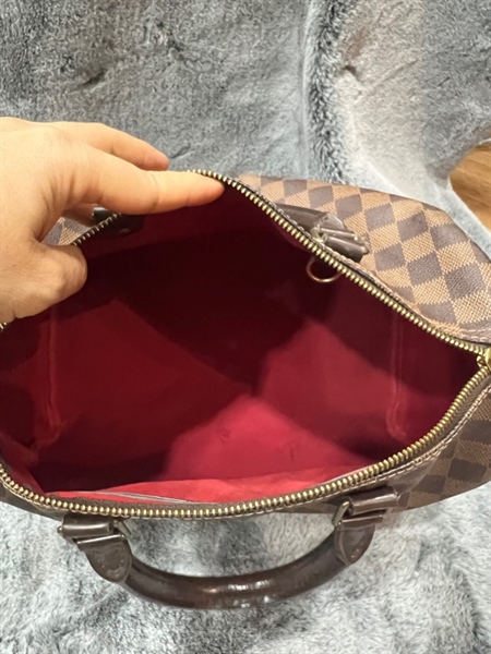 Túi Speedy LV ô vuông nâu lòng đỏ KG+