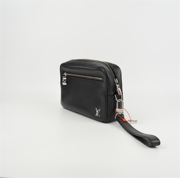 Túi LV clutch đen khoá trắng KG+