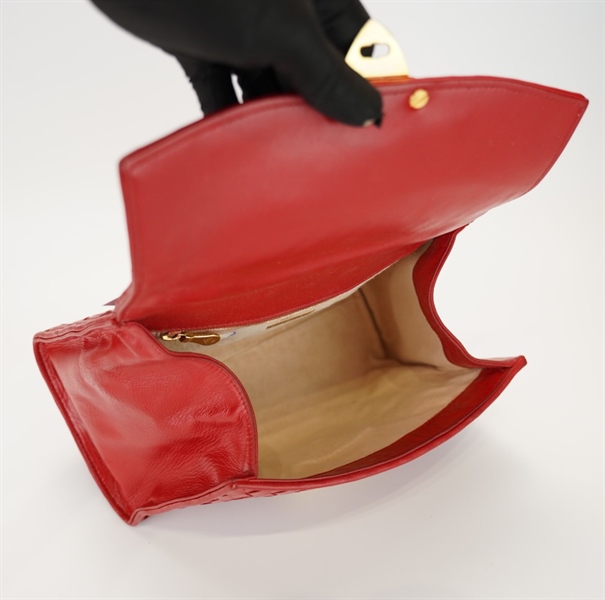 Túi Bottega lưới đan đỏ +