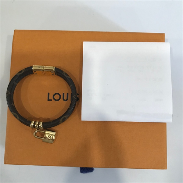 Vòng tay LV nâu ổ khoá vàng KG+