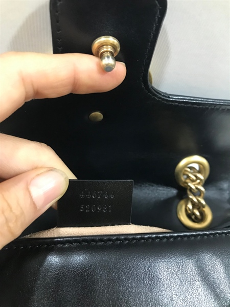 Túi GG Mamont Đen Vân Lượn sóng+