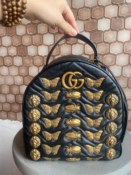 Balo GG Đen Họa Tiết KG+